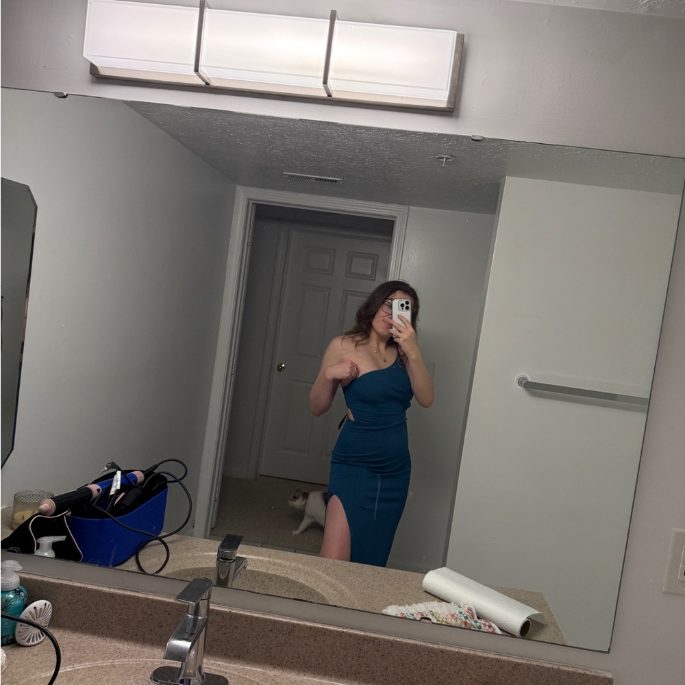 Teal Strapless Dress - Picture 4 of 4